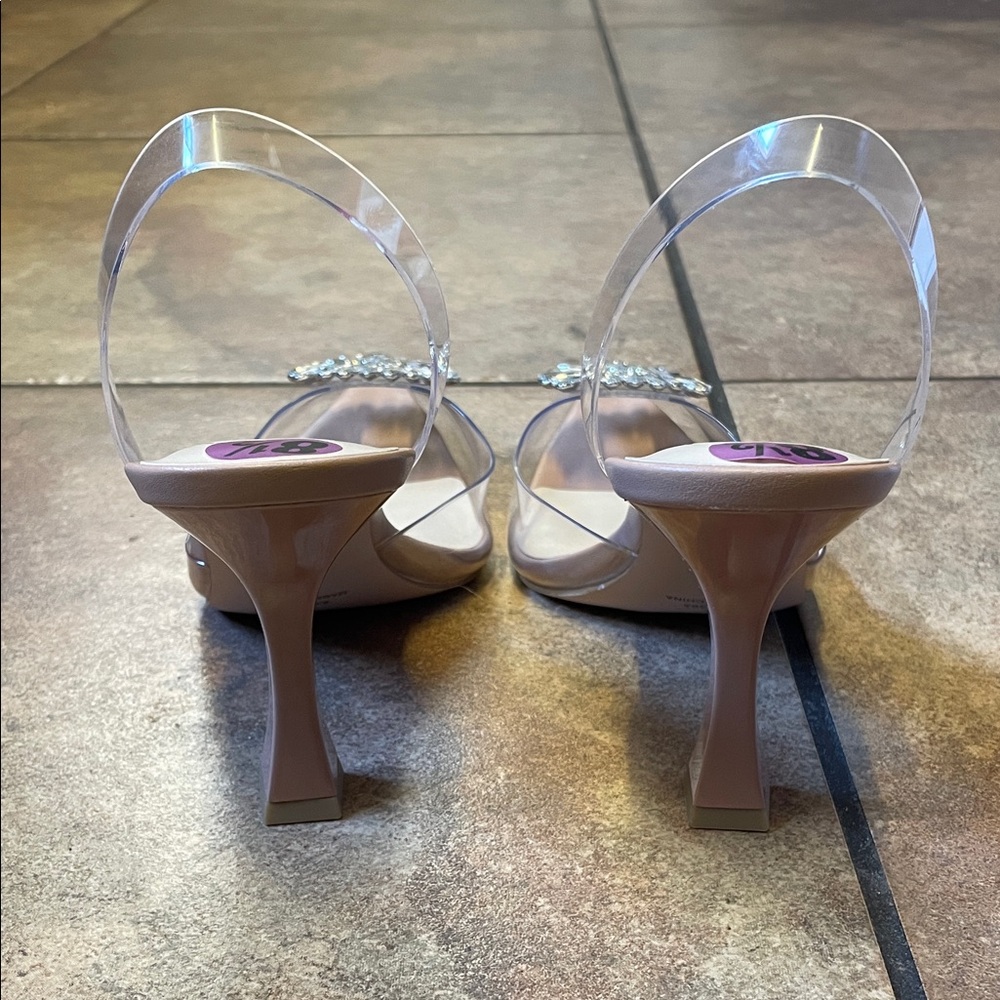 NEW Jessica Simpson JP-Forleigh Clear Heels with Crystal Accent - Picture 2 of 6